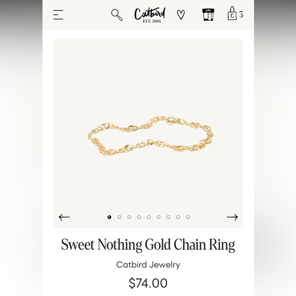 Catbird 14k Sweet Nothing Chain Ring
